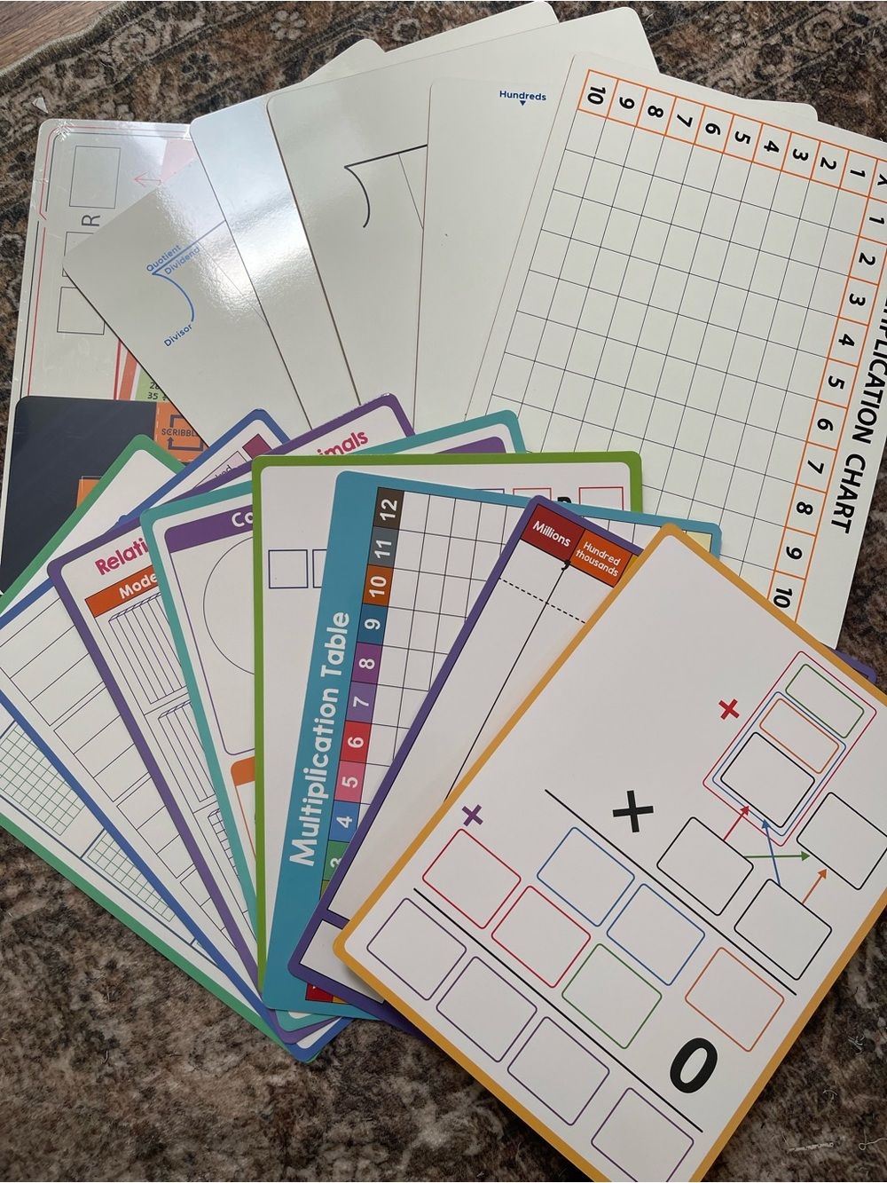 Math Learning dry erase whiteboards- Set of 14 boards New